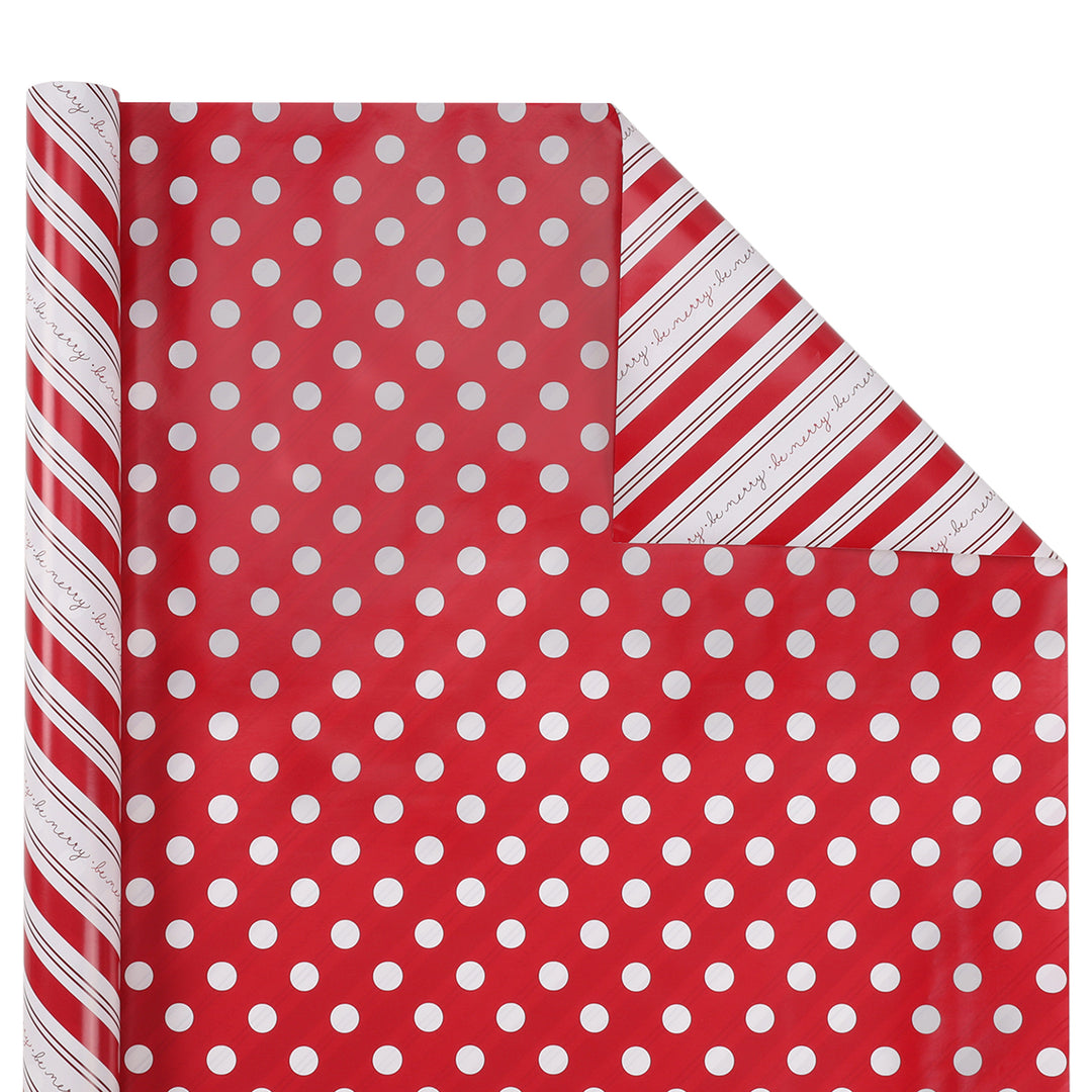 LaRibbons 30" x 10' Christmas Holiday Reversible Gift Wrap Kit | Merry Ho Ho