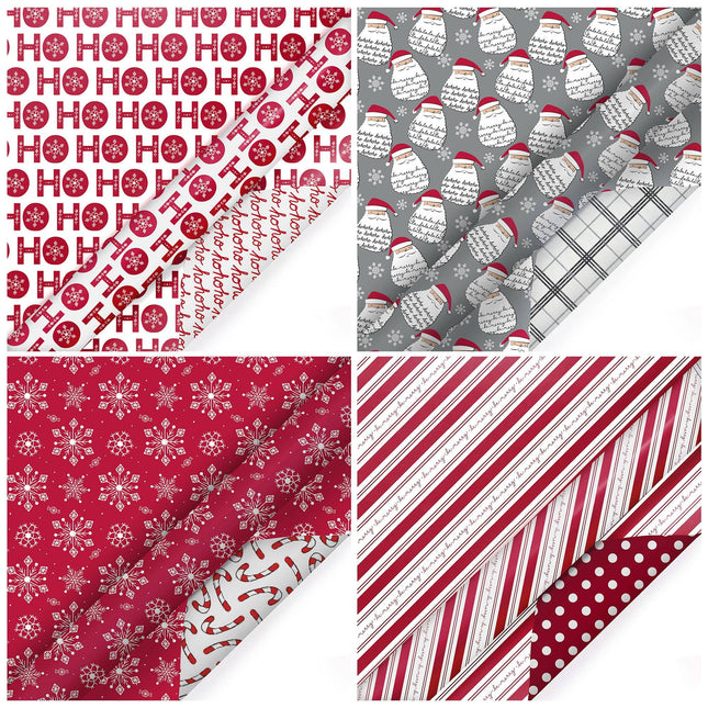 LaRibbons 30" x 10' Christmas Reversible Wrapping Paper Bundle (4-pack) | Merry Santa Ho Ho LaRibbons and Crafts