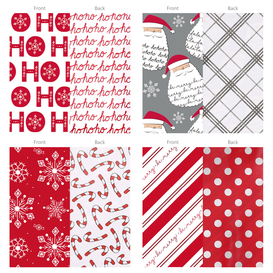 LaRibbons 30" x 10' Christmas Holiday Reversible Gift Wrap Kit | Merry Ho Ho