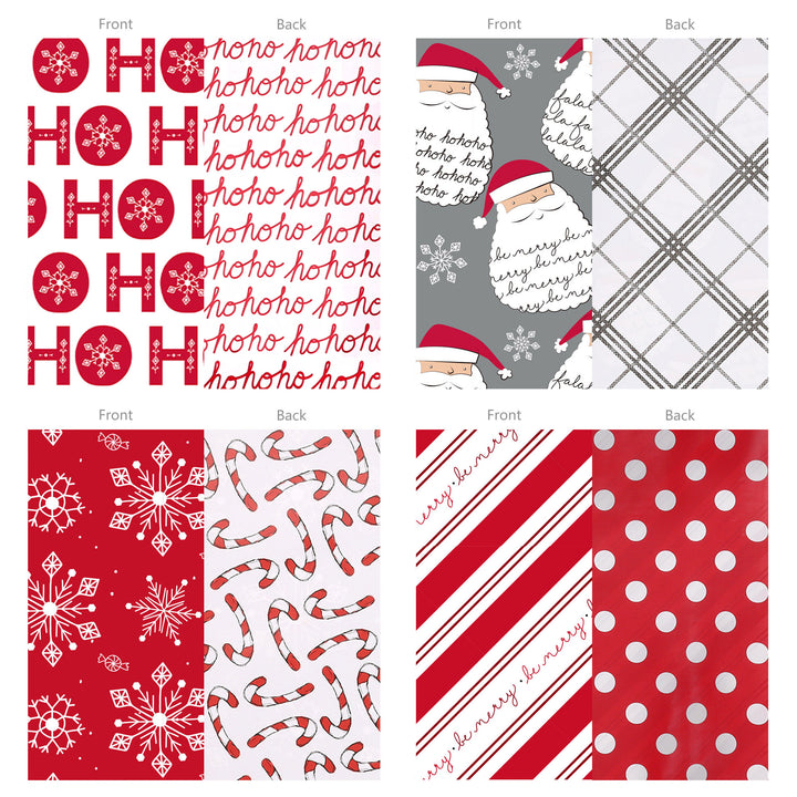 LaRibbons 30" x 10' Christmas Holiday Reversible Gift Wrap Kit | Merry Ho Ho