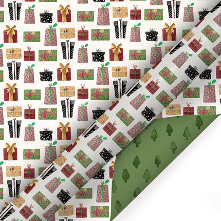 30" x 10' Holiday Reversible Wrapping Paper Bundle (4-pack) | Pretty as a Package LaRibbons and Crafts