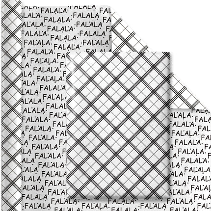 30" x 10' Christmas Reversible Wrapping Paper, classic plaid design & musical "FA LA LA" pattern back