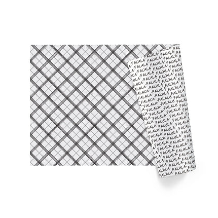 30" x 10' Holiday Reversible Wrapping Paper, elegant plaid with "FA LA LA" musical motif reverse