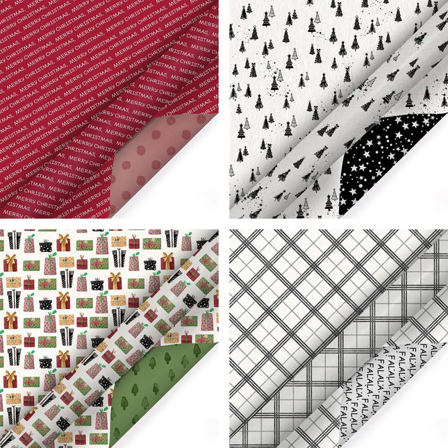 30" x 10' Holiday Reversible Wrapping Paper Bundle (4-pack) | Pretty as a Package LaRibbons and Crafts