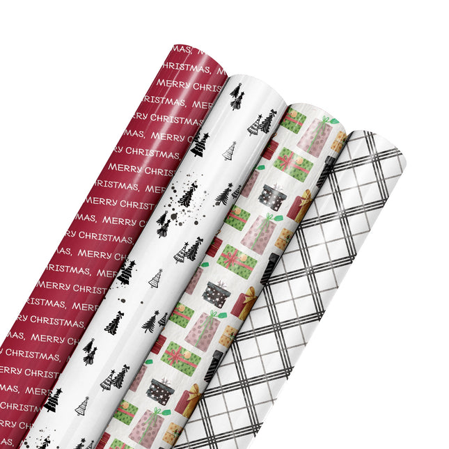 30" x 10' Holiday Reversible Wrapping Paper Bundle (4-pack) | Pretty as a Package LaRibbons and Crafts