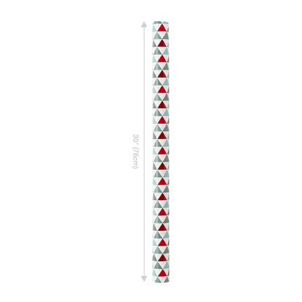 30" x 10' Reversible Christmas Wrapping Paper, red green triangle print with polka dot back