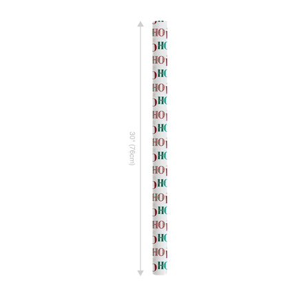 30" x 10’ Holiday Reversible Wrapping Paper | Large HO HO HO/Green, White and Red Diagonal Stripe LaRibbons and Crafts