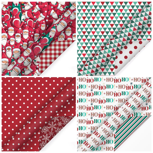 30" x 10' Holiday Reversible Wrapping Paper Bundle (4-pack) | Joyful Bunch LaRibbons and Crafts
