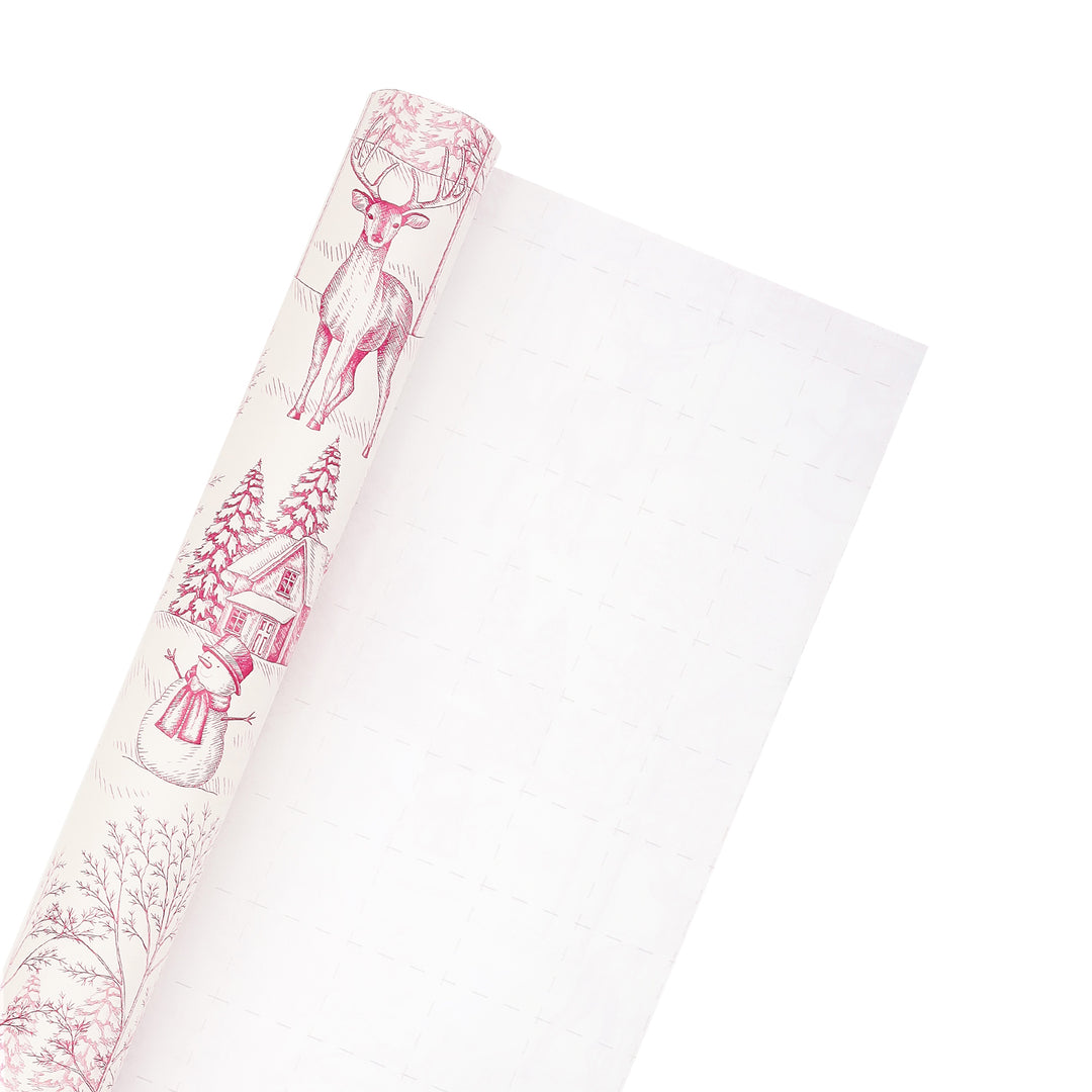 30" x 10' Holiday Wrapping Paper | Christmas Toile Scene