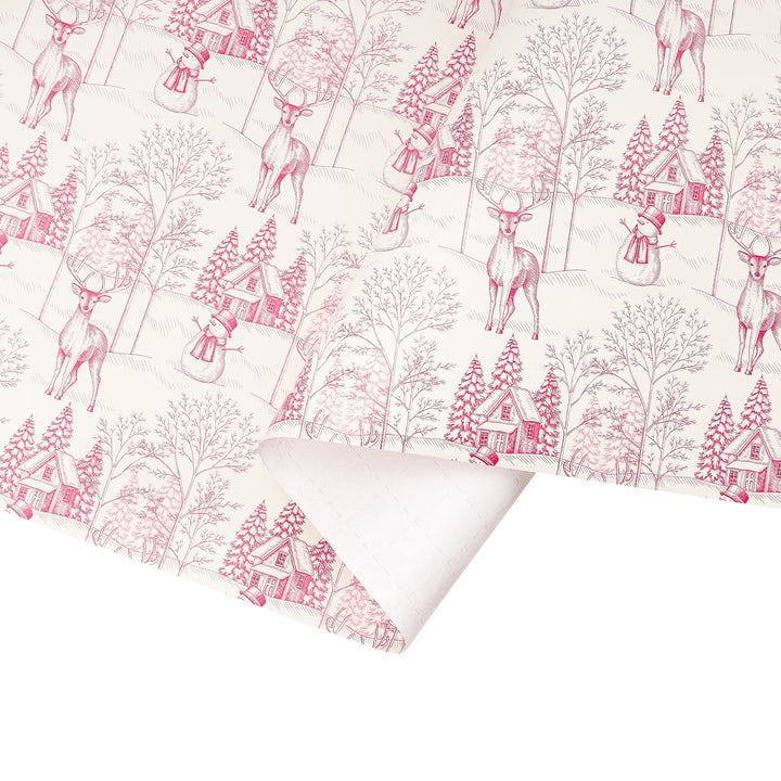 30" x 10' Holiday Wrapping Paper | Christmas Toile Scene