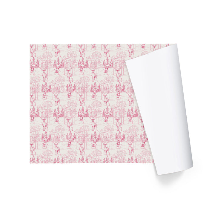 30" x 10' Holiday Wrapping Paper | Christmas Toile Scene