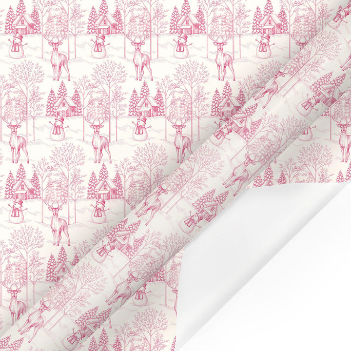 30" x 10' Holiday Wrapping Paper | Christmas Toile Scene