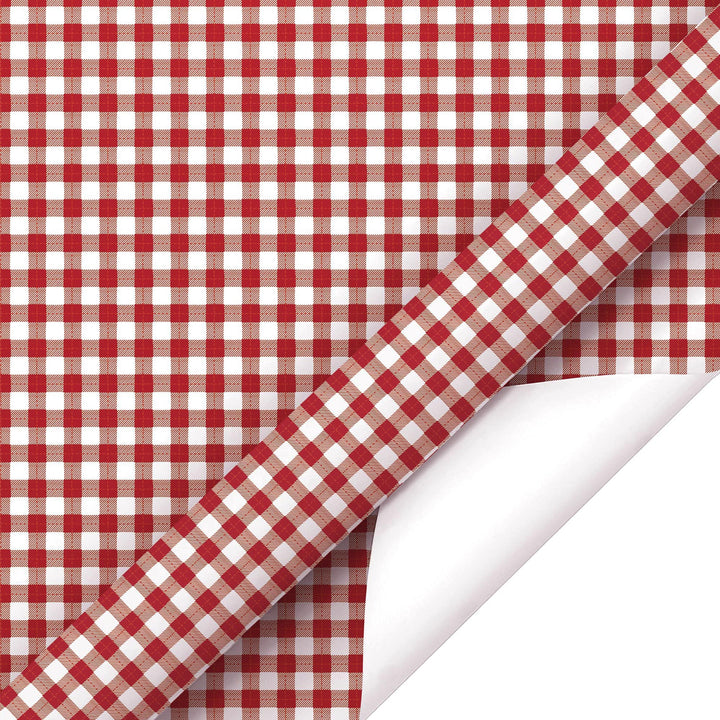 30" x 10' Holiday Wrapping Paper | Red Gingham