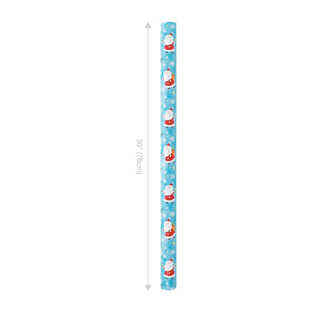 30" x 10' Holiday Wrapping Paper | Happy Snowman and Santa