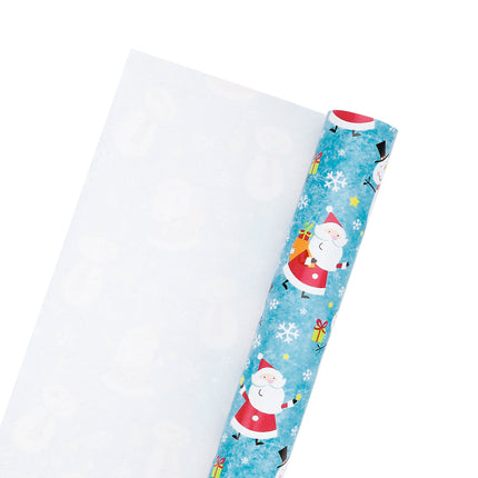 30" x 10' Holiday Wrapping Paper | Happy Snowman and Santa LaRibbons and Crafts