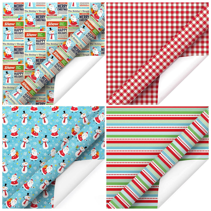 30" x 10' Holiday Wrapping Paper Bundle (4-pack) | Extra, Extra