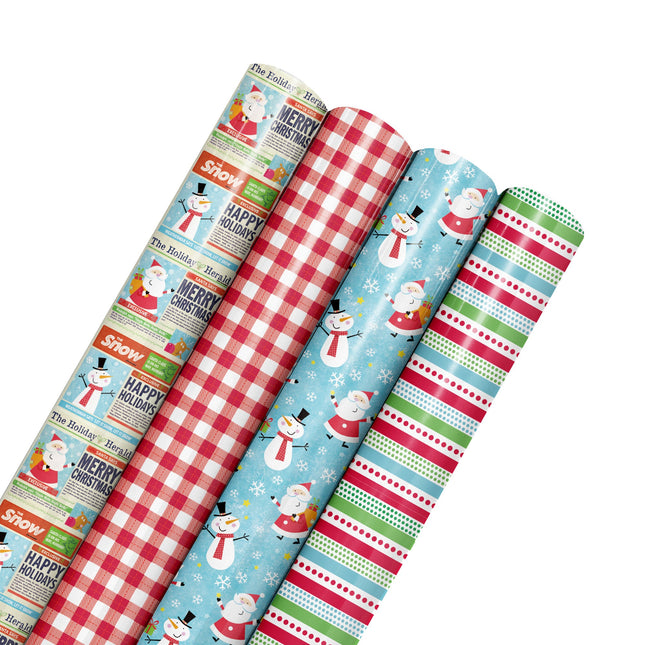 30" x 10' Holiday Wrapping Paper Bundle (4-pack) | Extra, Extra LaRibbons and Crafts