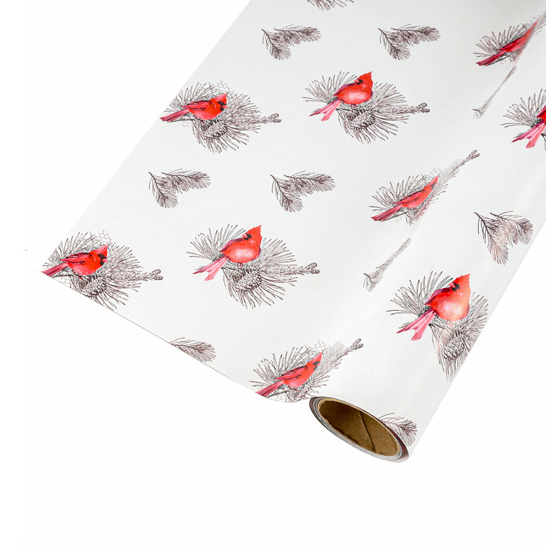 30" x 10' Holiday Wrapping Paper | Holiday Cardinal Floral