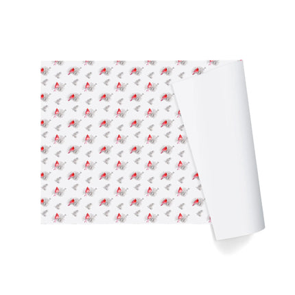 30" x 10' Holiday Wrapping Paper, red cardinal & pinecone floral design, for Christmas crafts