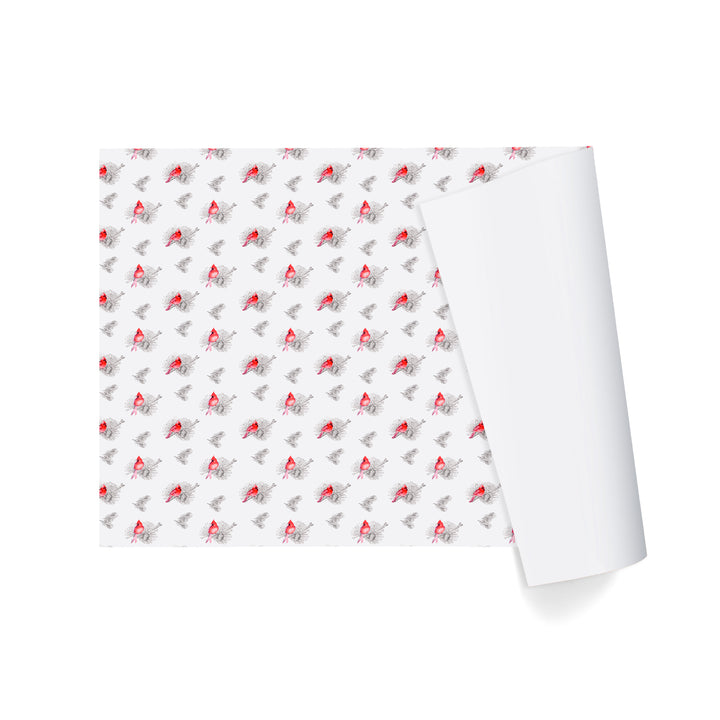 30" x 10' Holiday Wrapping Paper | Holiday Cardinal Floral