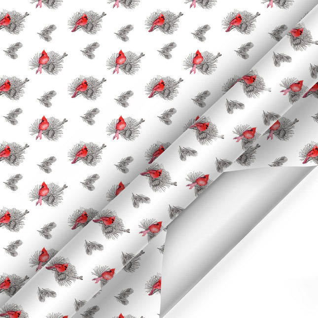 24" x 417' Holiday Wrapping Paper Half Ream | Holiday Cardinal Floral LaRibbons and Crafts
