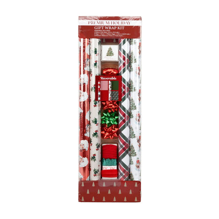 30" x 10' Holiday Giftwrap Ensemble w/ Star Bow & Tags (4-pack) | Vintage Christmas LaRibbons and Crafts