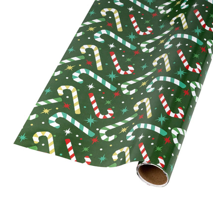Contemporary reversible wrap with vibrant candy cane on forest green and crisp red-green plaid