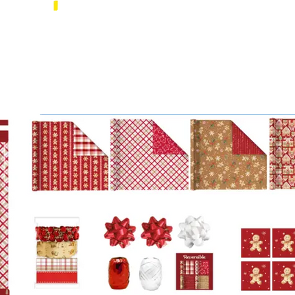 30" x 10' Holiday Reversible Gift Wrap Kit | Gingerbread Season