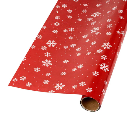 Reversible Xmas paper with bold red snowflake motif and traditional green-red checkered plaid