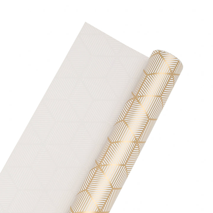 30" x 10' Wrapping Paper | Rhombus Gold/White