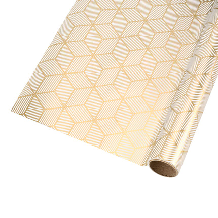 30" x 10' Wrapping Paper | Rhombus Gold/White LaRibbons and Crafts