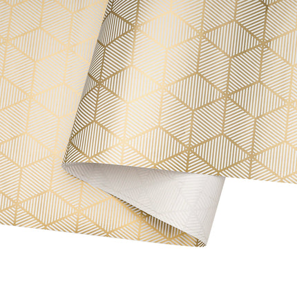30" x 10' Wrapping Paper | Rhombus Gold/White LaRibbons and Crafts