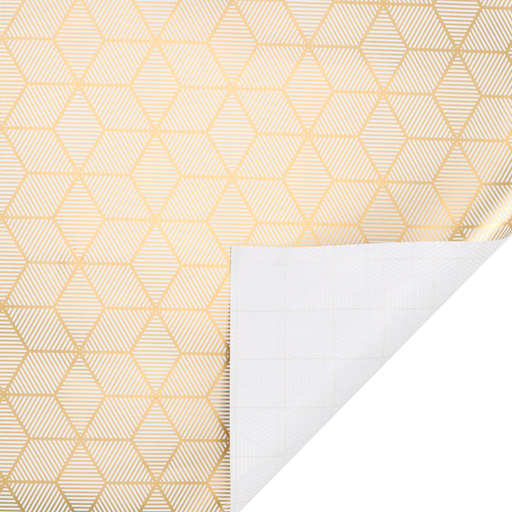 30" x 10' Wrapping Paper | Rhombus Gold/White