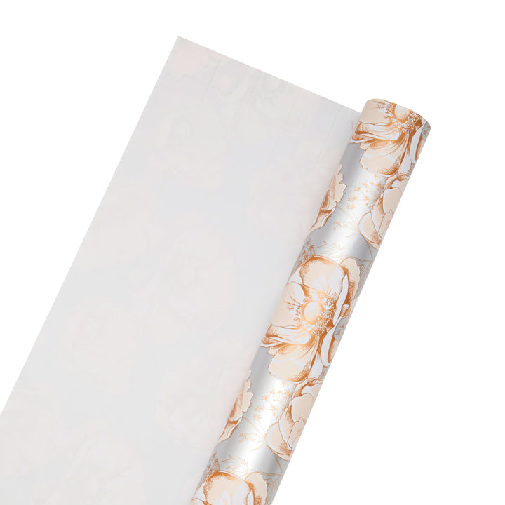 30" x 10' Wrapping Paper | Metallic Pearl Finish Floral