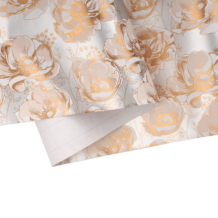 30" x 10' Wrapping Paper Bundle (4-Pack) | Floral Rose Gold Multi