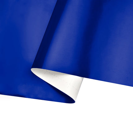 Folded royal blue wrapping paper: smooth, durable for neat, sophisticated presents.