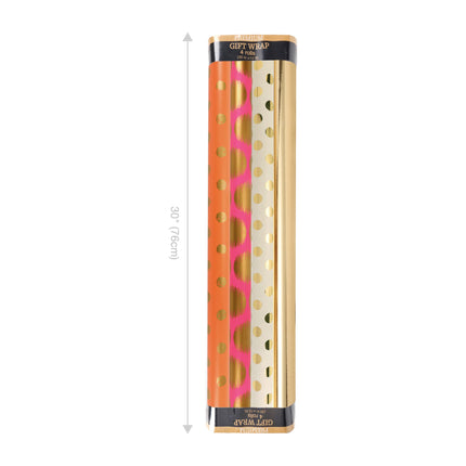 30" X 10' Wrapping Paper Bundle (4-Pack) | Metallic Gold Dot Multi LaRibbons and Crafts