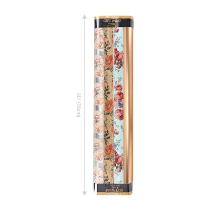 30" x 10' Wrapping Paper Bundle (4-Pack) | Floral Rose Gold Multi LaRibbons and Crafts