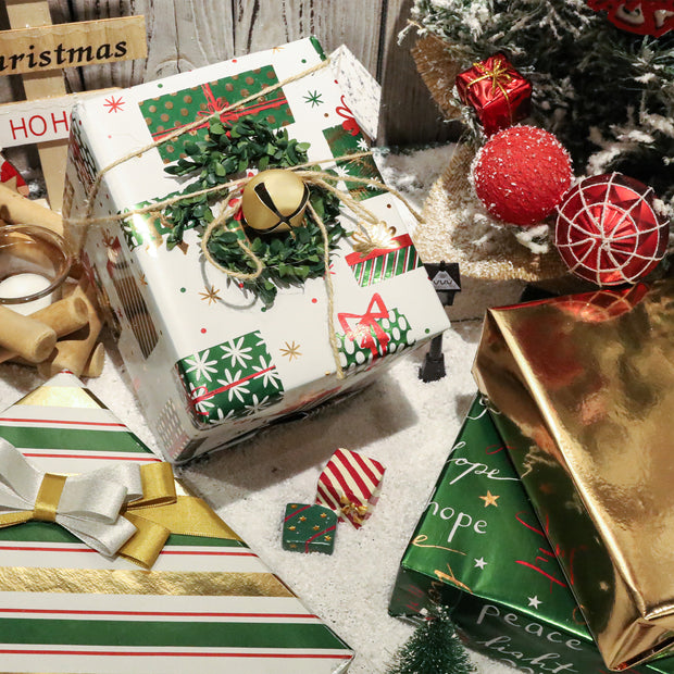 30" x 10' Holiday Wrapping Paper | Metallic Gold