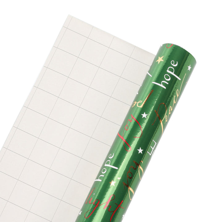 30" x 10' Holiday Wrapping Paper | Hope, Peace, Light Script - 20% OFF & Buy One Get One Free