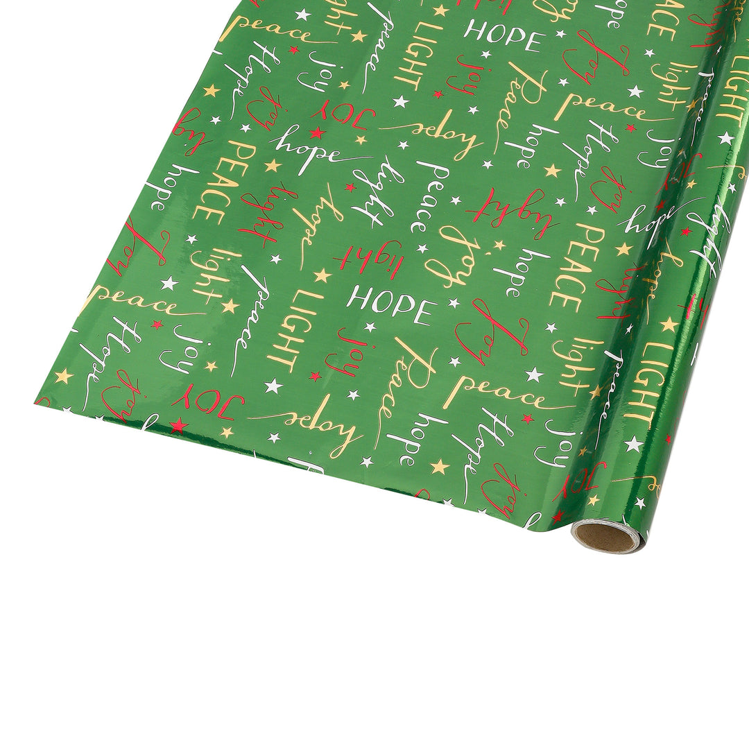 30" x 10' Holiday Wrapping Paper | Hope, Peace, Light Script - 20% OFF & Buy One Get One Free