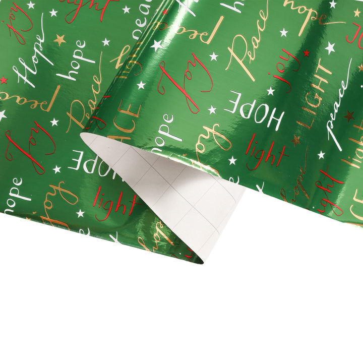 30" x 10' Holiday Wrapping Paper | Hope, Peace, Light Script - 20% OFF & Buy One Get One Free