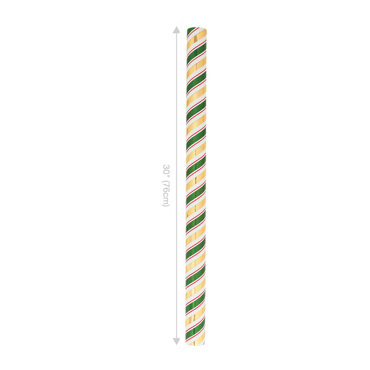 30" x 10' Holiday Wrapping Paper | Diagonal Metallic Stripe