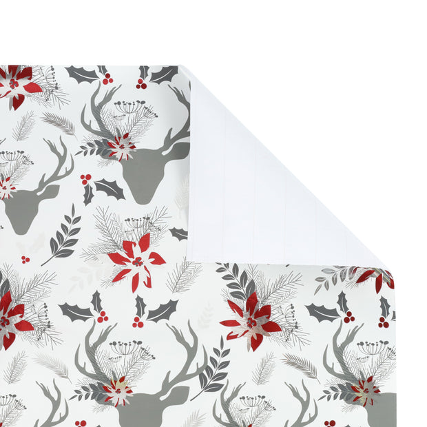 30" x 10' Holiday Wrapping Paper | Grey Reindeer