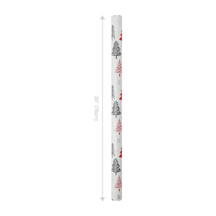 30" x 10' Holiday Wrapping Paper | "Abstract Trees" Grey/Red LaRibbons and Craft