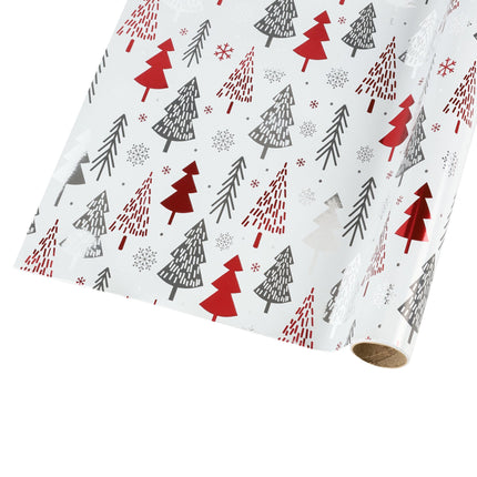 30" x 10' Holiday Wrapping Paper | "Abstract Trees" Grey/Red LaRibbons and Craft