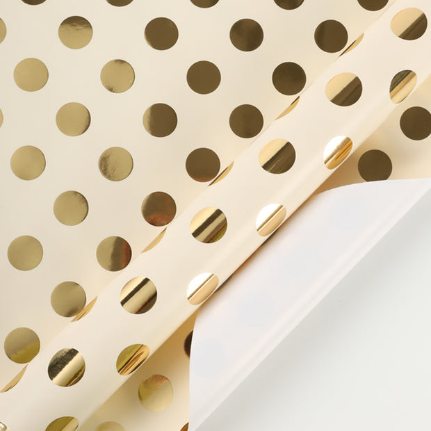 30" x 10' Wrapping Paper | Metallic Gold Polka Dot
