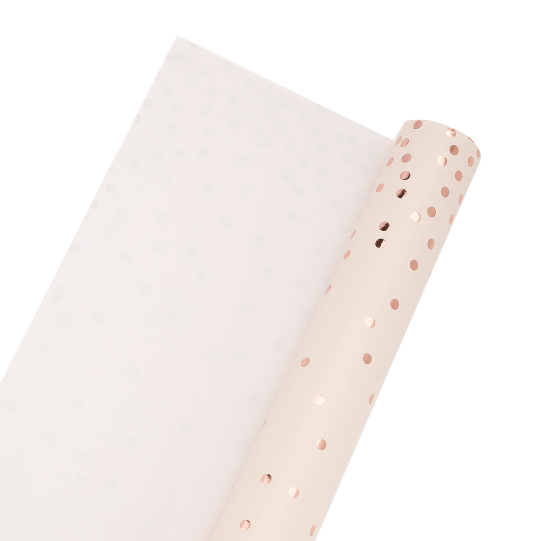 30" x 10' Wrapping Paper | Rose Gold Metallic Small Dot