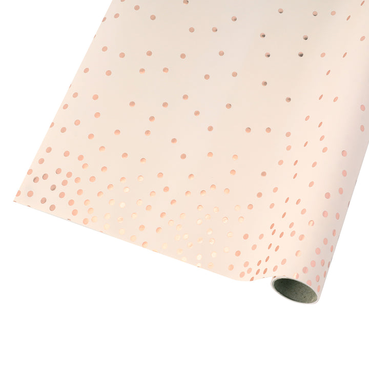 30" x 10' Wrapping Paper | Rose Gold Metallic Small Dot