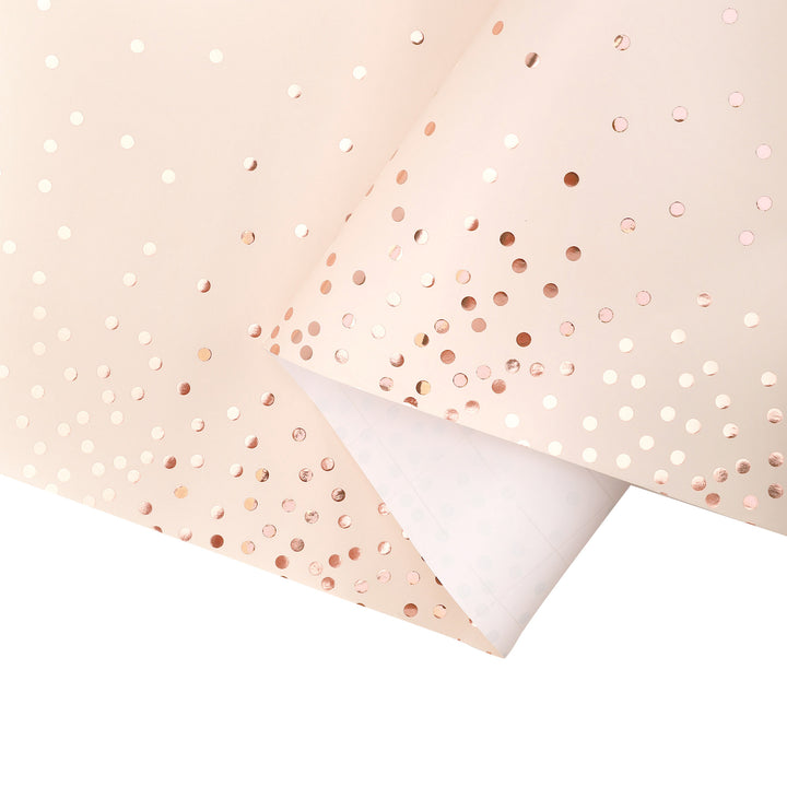 30" x 10' Wrapping Paper | Rose Gold Metallic Small Dot